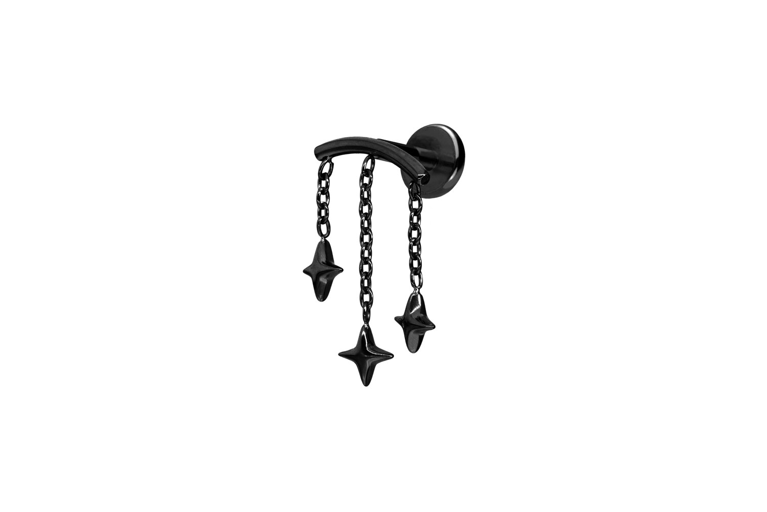 Titan Labret Piercing mit Push Fit BOGEN + 3 STERNE